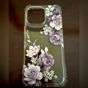 Floral iphone 14 pro max transparent case